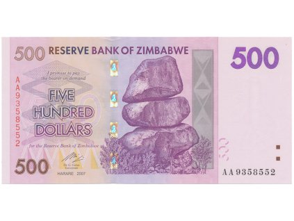 49141 49141 zimbabwe 500 dollars 2007 p 70
