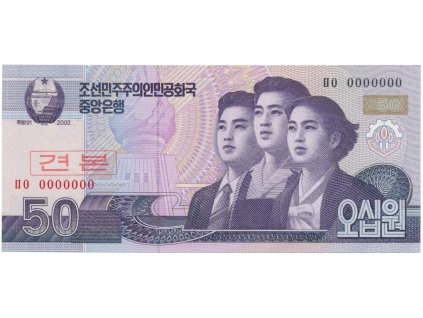 Severní Korea, 50 Won 2002, anulát - SPECIMEN, P.60s