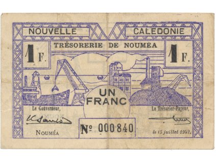 49744 49744 nova kaledonie 1 franc 15 7 1942 p 52