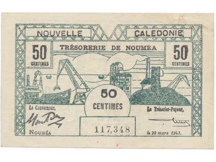 49750 49750 nova kaledonie 50 centimes 29 3 1943 p 54