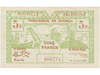 49759 nova kaledonie 5 francs 15 6 1943 p 56