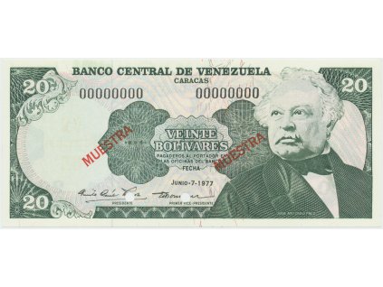 49831 49831 venezuela 20 bolivares 1977 anulat muestra p 53s2