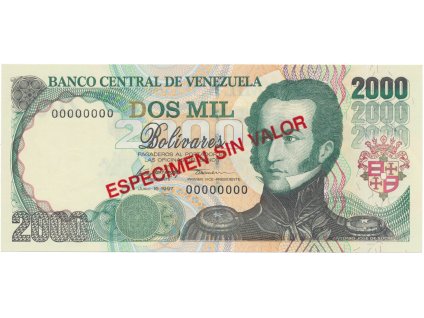 49882 49882 venezuela 2000 bolivares 1997 anulat especimen sin valor p 77as