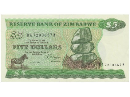 50170 zimbabwe 5 dollars 1983 p 2c
