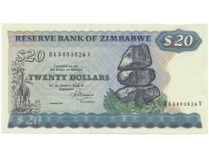 50188 zimbabwe 20 dollars 1983 p 4c