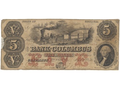 50371 usa georgia bank of columbus 5 dollars 1 9 1856