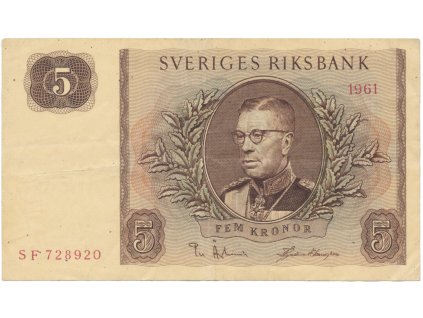 50566 svedsko 5 kronor 1954 1961 p 42a f
