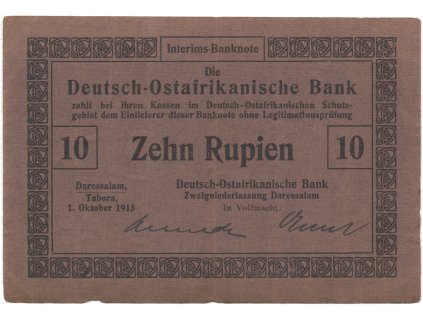 Německá Východní Afrika, 10 Rupien 1. 10. 1915, R.912a