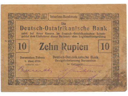 Německá Východní Afrika, 10 Rupien 1. 6. 1916, R.935a