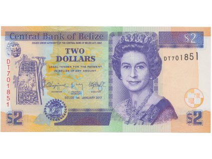 51001 51001 51001 belize 2 dollars 2017 p 66f