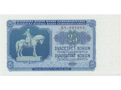 52992 ceskoslovensko 25 koruna 1953 tisk praha serie kv hej 93b