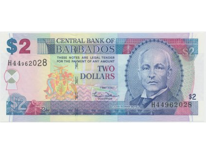 53130 53130 barbados 2 dollars 2007 p 66a