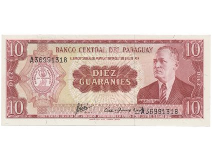 Paraguay, 10 Guaranies (1963-), P.196b