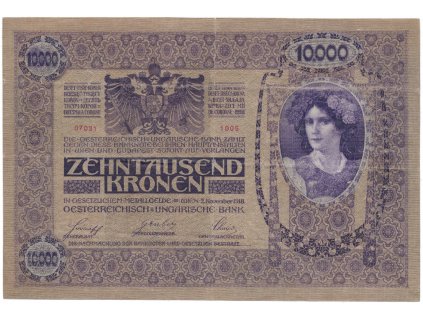 54253 54253 rakousko uhersko 10000 koruna 1918 bez pretisku hej ru19a