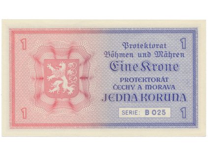 54301 protektorat cechy a morava 1 koruna b d 1940 tisk tb nbcm serie b hej 30ab