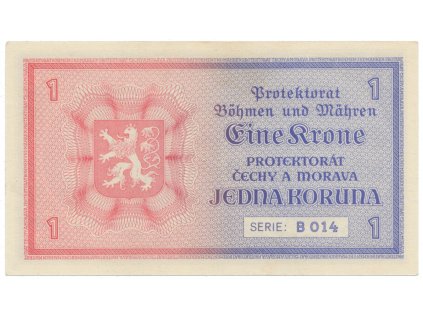 Protektorát Čechy a Morava, 1 Koruna b.d. (1940), tisk TB NBČM, série B, Hej.30aB