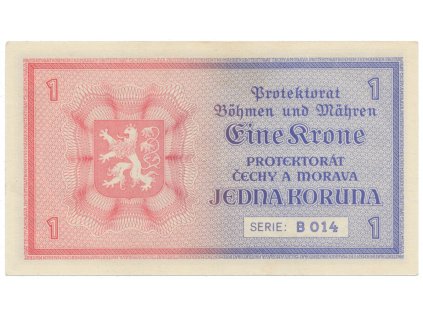 Protektorát Čechy a Morava, 1 Koruna b.d. (1940), tisk TBČM, série B, Hej.30aB