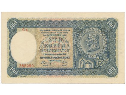 54322 54322 slovensko 100 koruna 1940 ii vydani serie c 6 hej 49a1