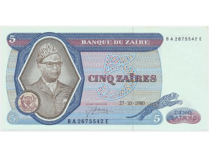 55654 zaire 5 zaires 1980 p 22b