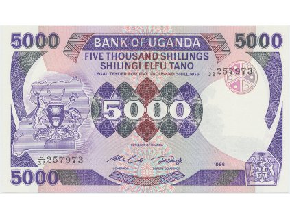 55660 uganda 5000 shillings 1986 p 24b