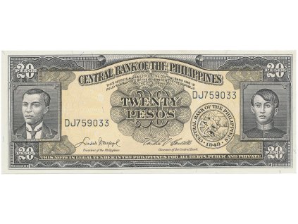 55744 filipiny 20 pesos 1949 p 137d