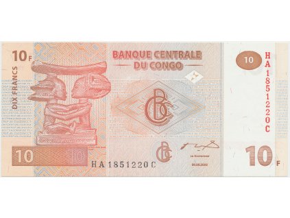 56203 56203 kongo dem republika 10 francs 2003 tisk hdm p 93a