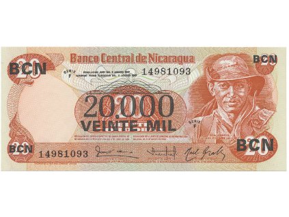 56299 nikaragua 20 000 cordobas 1987 p 147
