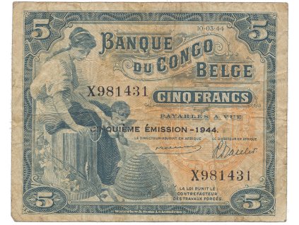 56389 belgicke kongo 5 francs 1944 p 13ac