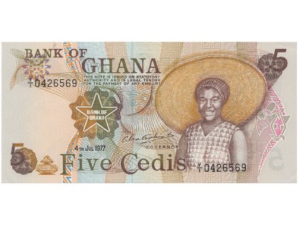 56416 ghana 5 cedis 1977 p 15b