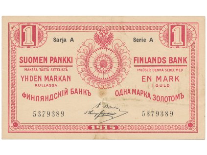 56485 finsko 1 markka 1915 p 16b