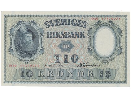 56530 56530 svedsko 10 kronor 1949 cerveny cislovac p 40j