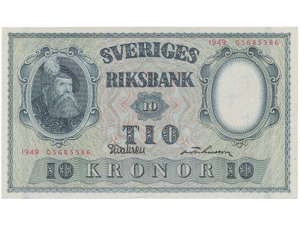 56533 56533 svedsko 10 kronor 1949 cerveny cislovac p 40j