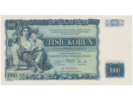 57544 57544 ceskoslovensko 1000 koruna 1934 perf 1x specimen hej 27a s1