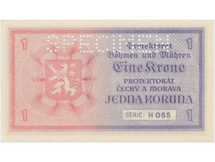 57595 protektorat cechy a morava 1 koruna b d 1940 tisk haase serie h perf specimen z rubu hej 30b s4