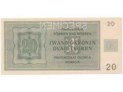 57790 3 20 koruna 1944 serie h specimen hej 40c s1
