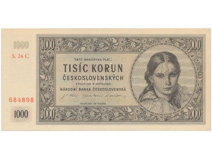 58225 ceskoslovensko 1000 koruna 1945 ii vydani serie c perf 3 md svisle hej 79ac s1
