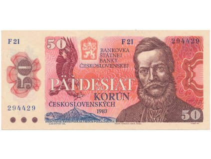 58438 ceskoslovensko 50 koruna 1987 serie f uzke seriove cislo hej 108a