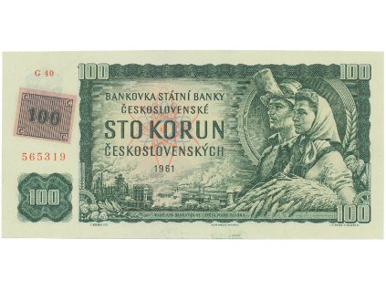 58483 ceska republika 100 koruna 1961 kolek 1993 ii vydani serie g cislovac grafotechna hej cz4ag