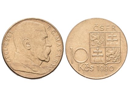 10 koruna 1990 - T. G. Masaryk, varianta E