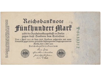 59256 59256 nemecko 500 mark 1922 zeleny 7 mistny cislovac ro 71b