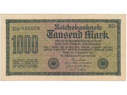 59544 59544 59544 nemecko 1000 mark 1922 vod hakensterne cerne 6 mistne cislo ro 75b