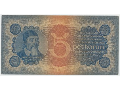 62044 62044 ceskoslovensko 5 koruna 1921 serie 3 hej 18a