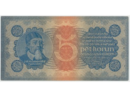 62050 ceskoslovensko 5 koruna 1921 serie 6 hej 18a