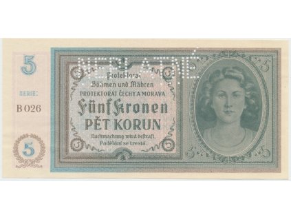 62122 protektorat cechy a morava 5 koruna b d 1940 tisk tb nbcm serie b perf neplatne hej 31ab s2