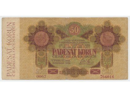 63145 63145 ceskoslovensko 50 koruna 1919 serie 0062 hej 11b