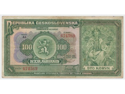 63157 63157 ceskoslovensko 100 koruna 1920 serie at hej 16b