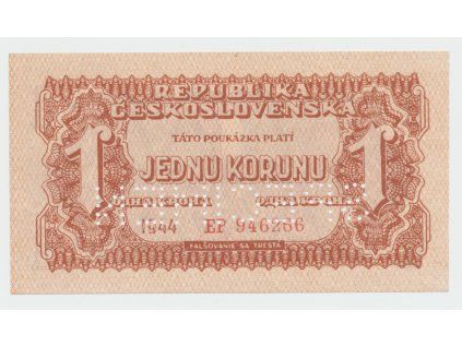 63355 63355 ceskoslovensko 1 koruna 1944 perf 1x specimen dole z rubu hej 56a1 s5