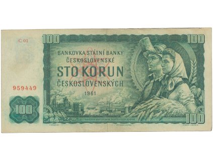 Československo, 100 Koruna 1961, I. vydání, první série C 01, Hej.101aC
