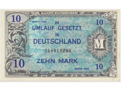 63931 okupacni poukazky allierte 10 mark 1944 tisk usa 9 mistny cislovac hej am4a