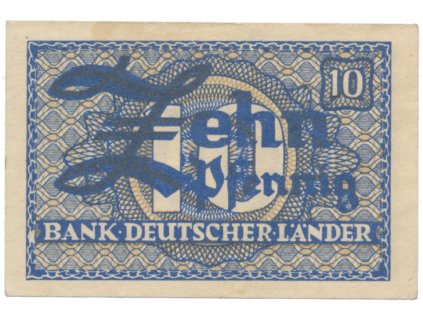 Německo - NSR, 10 Pfennig (1948), chybotisk v ornamentu, Ros.251b